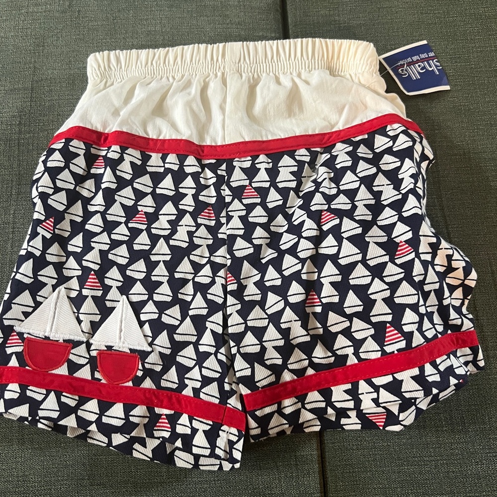 Florence Eiseman Sailboat Swim Trunks - Navy and White